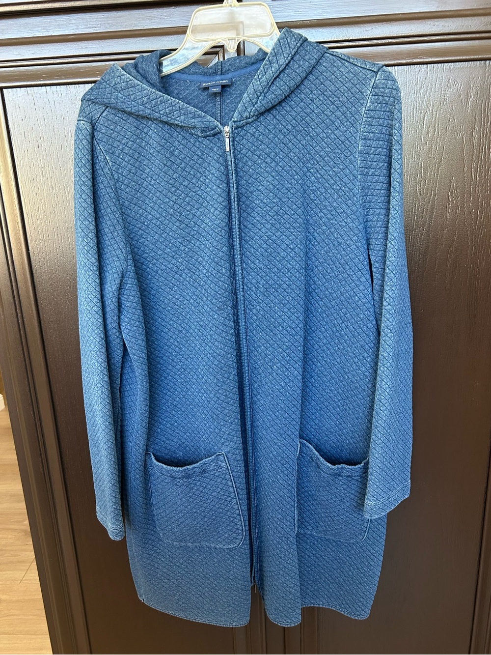 JJill indigo blue hoodie coat Size L